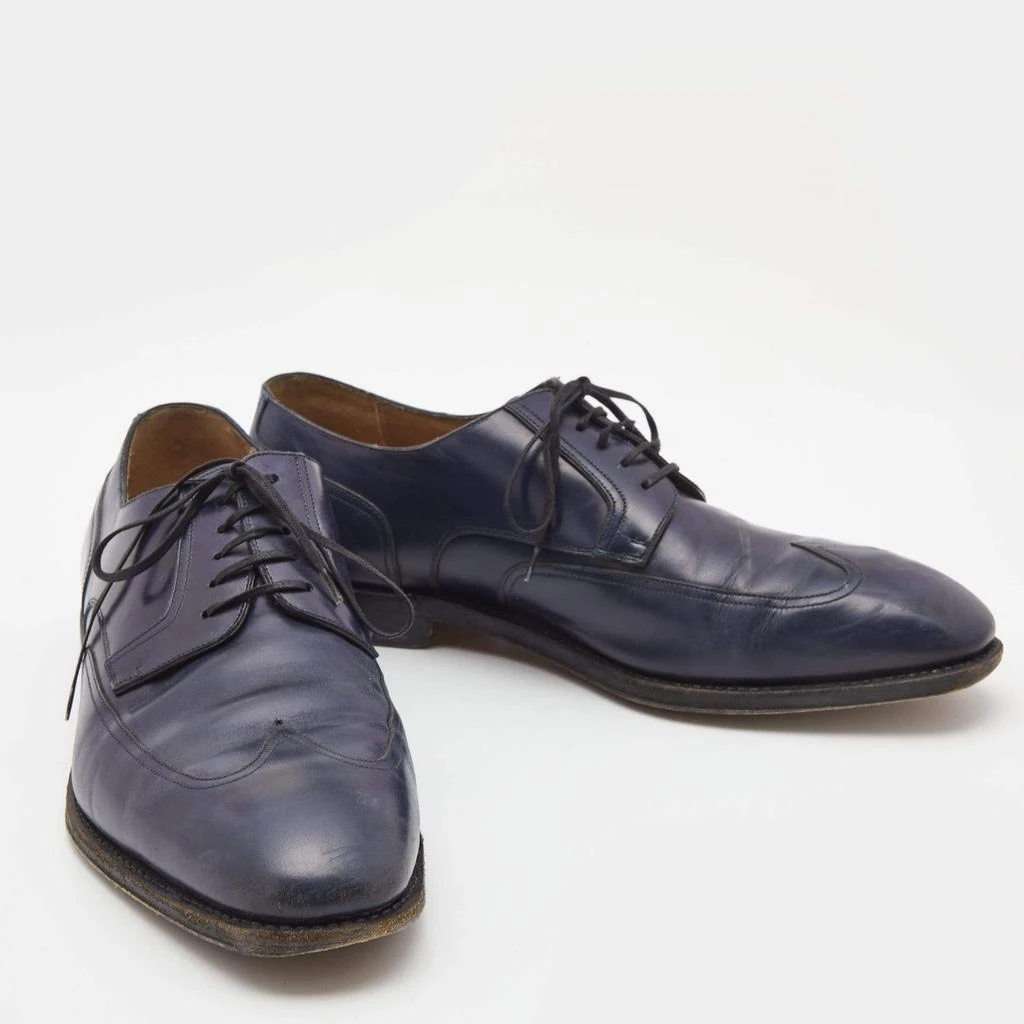 Salvatore Ferragamo Salvatore Ferragamo Navy Blue Brogue Leather Lace Up Derby Size 44.5 4