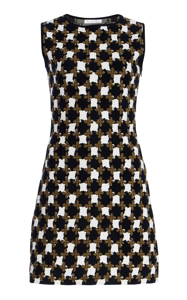 oscar de la renta mini dress sale Embroidered mini dress - silver