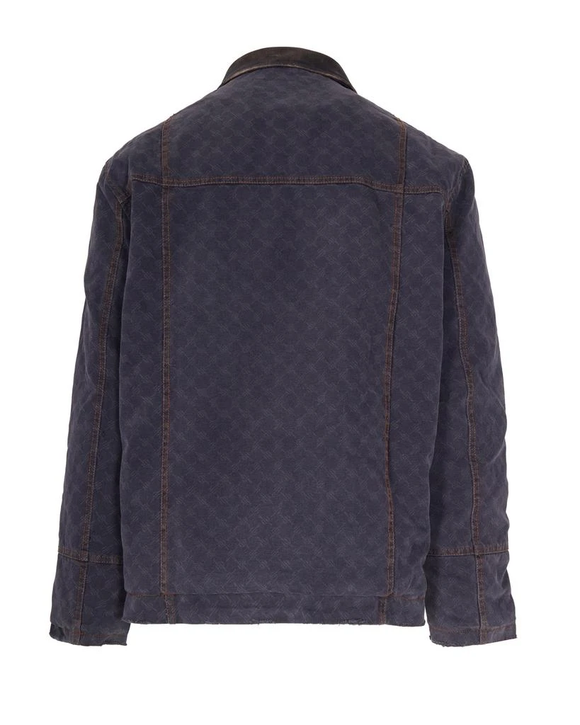 DAILY PAPER Monogram-Print Cotton Denim Jacket with Leather Collar 2