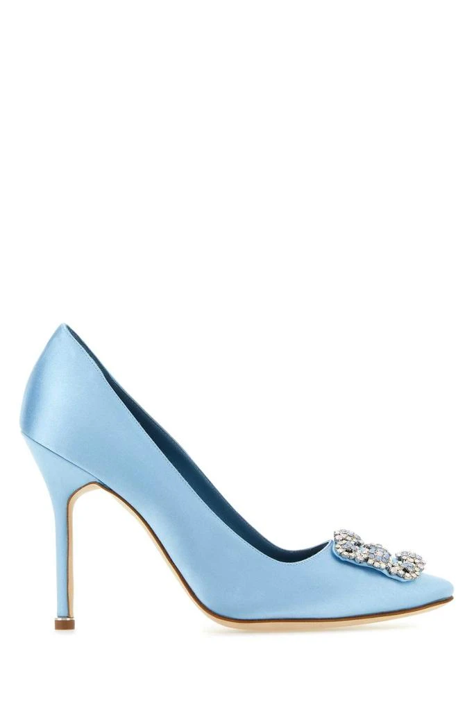 Manolo Blahnik Light Blue Satin Hangisi Pumps 1