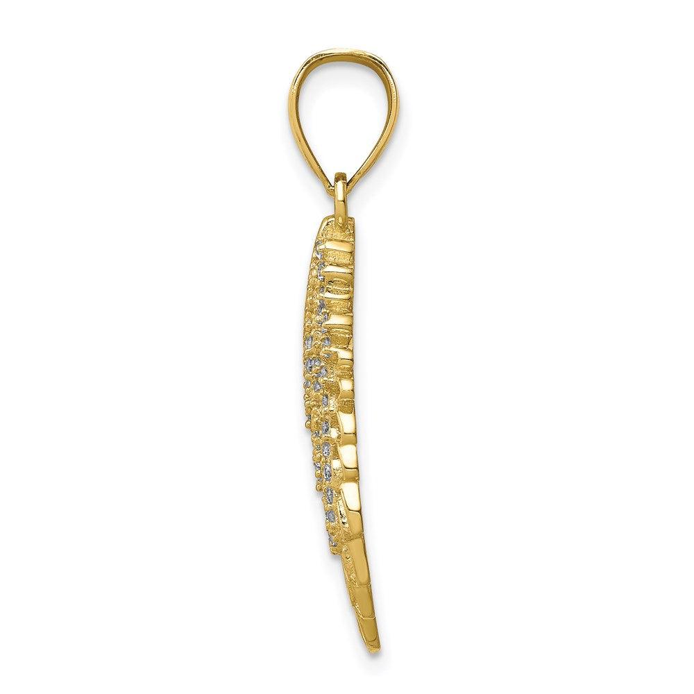 Diamond2Deal 10k Yellow Gold Cubic Zirconia Micropave Angel Wing Pendant