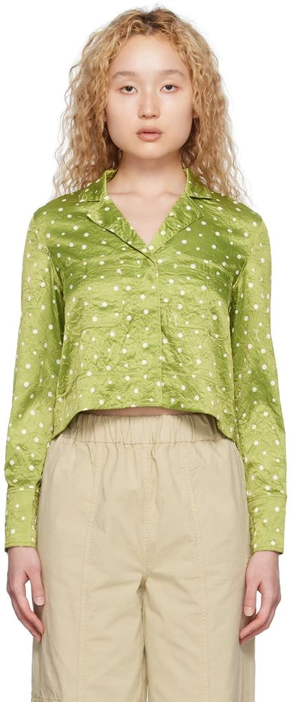 Ganni Green Crinkled Shirt 1