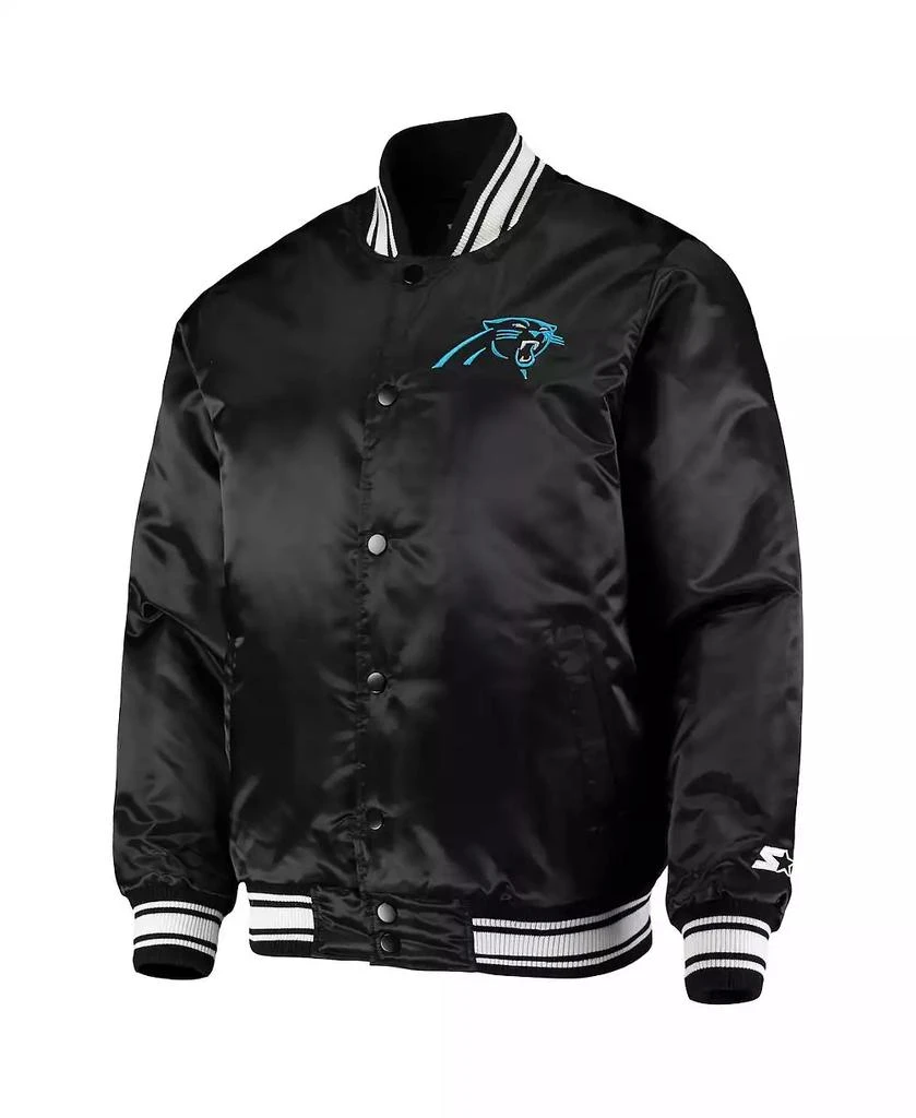 Starter Men's Black Carolina Panthers Locker Room Satin Varsity Full-Snap Jacket 3
