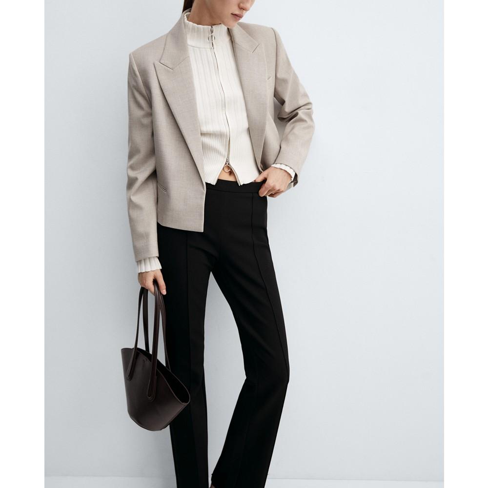 MANGO Women's Button Detail Cropped Blazer