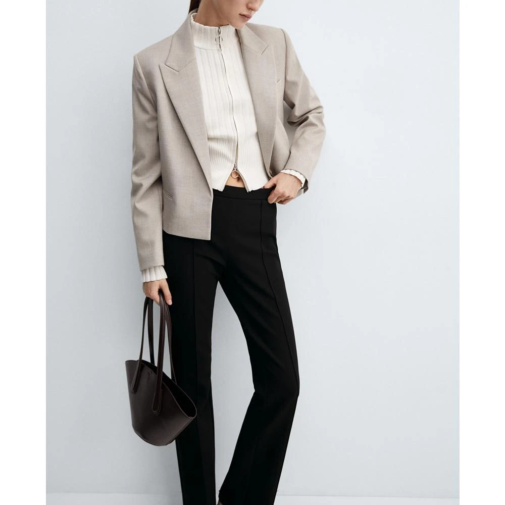 Mango Women's Button Detail Cropped Blazer 2