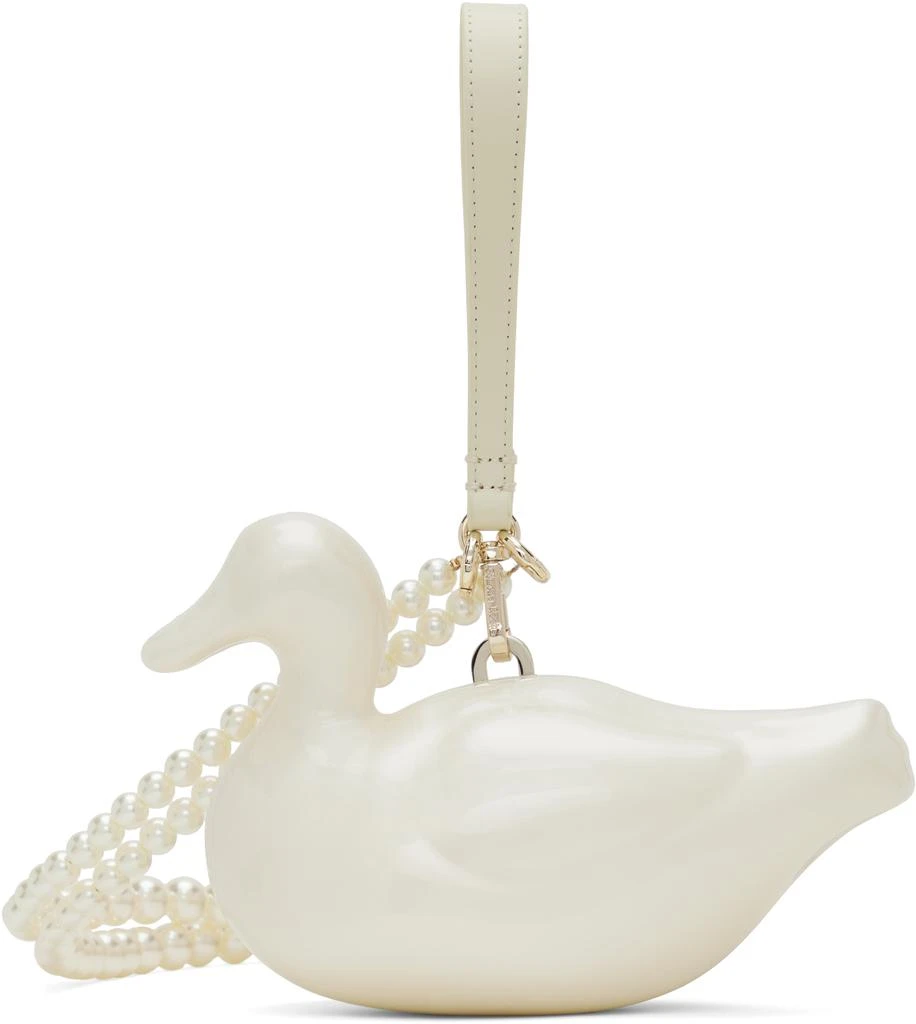 Simone Rocha Off-White Pearl Duck Clutch 1