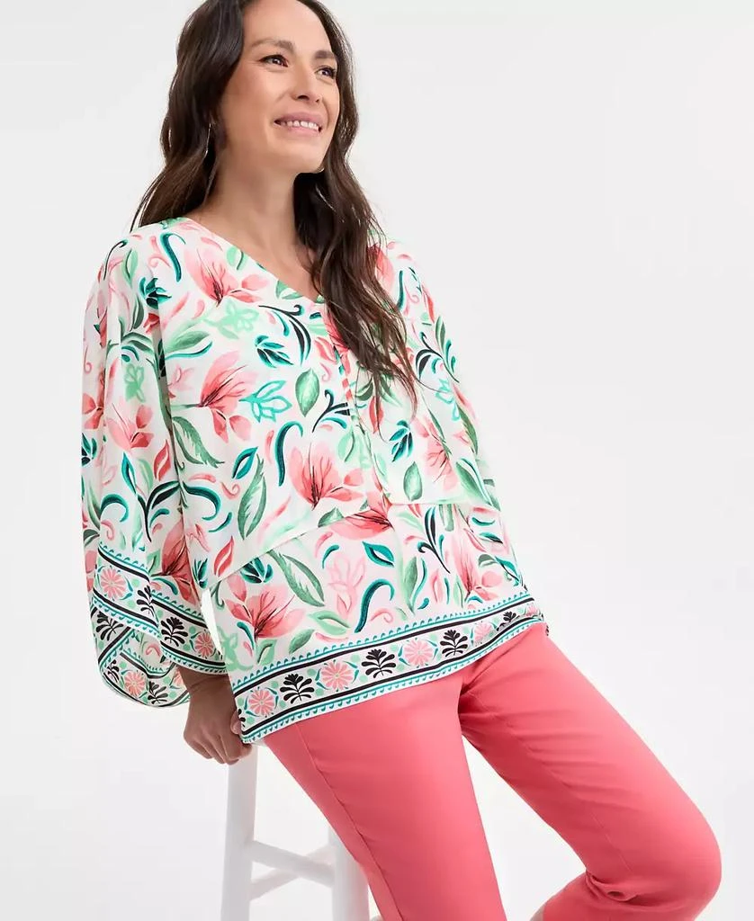 JM Collection Petite Printed Poncho Top, Exclusively at Macy's 2
