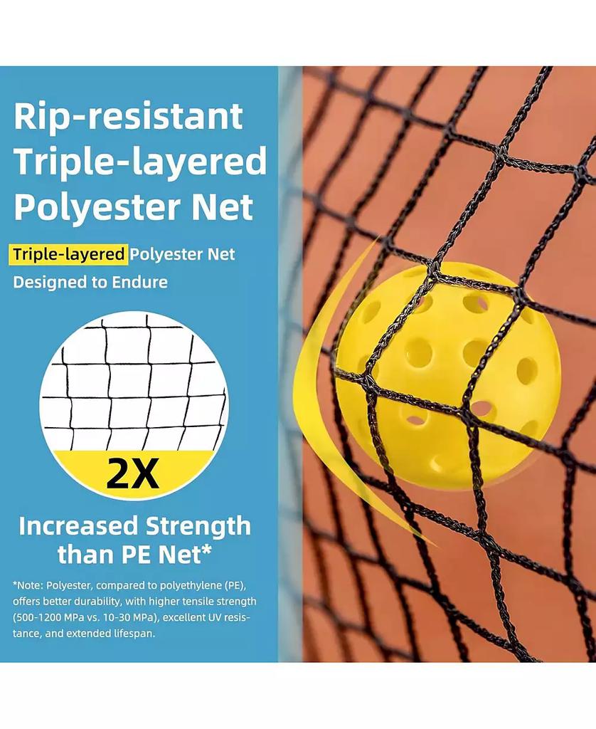 Bearwill Regulation 22FT Pickleball Net Set, Portable Outdoor Net System with Metal Frame 
Court Lines - Includes 4 Balls, Holder, Carry Bag