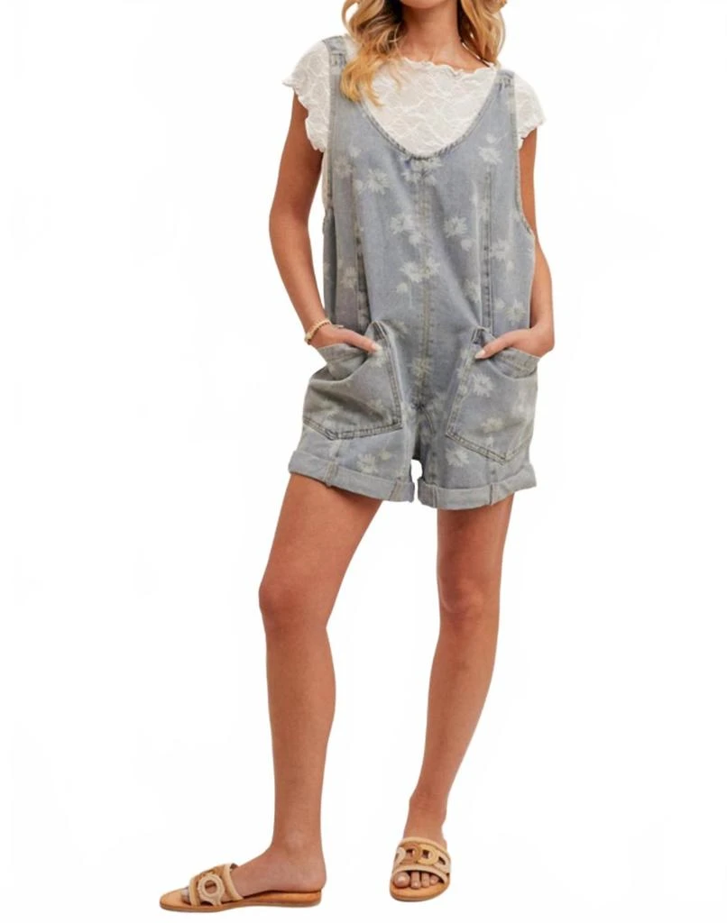 Hem & Thread Flower Motif Shortall In Denim 4