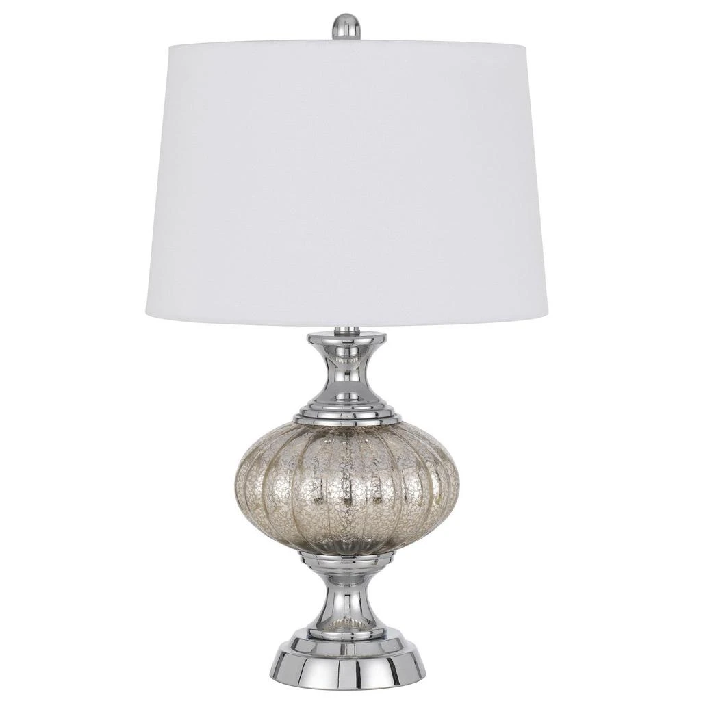 Hivvago 27" Silver Metallic Metal Table Lamp With White Empire Shade