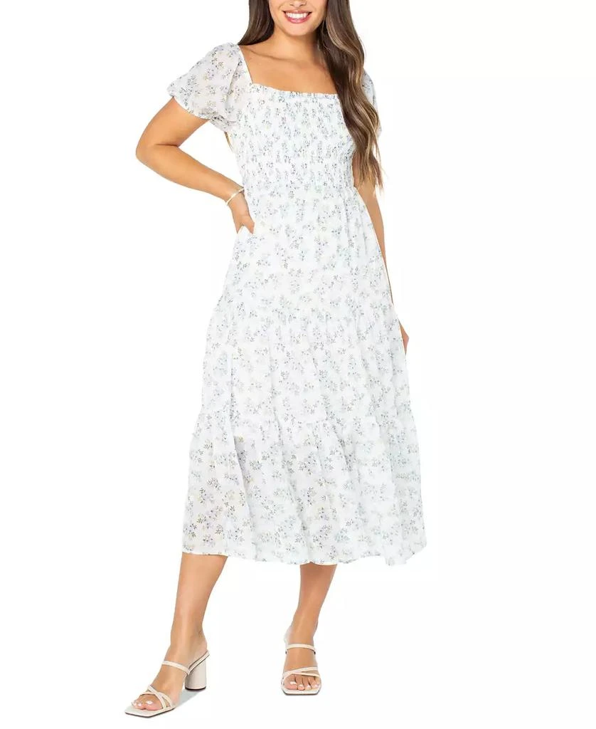 Celebrity Pink Juniors' Smocked Puff-Sleeve Midi Dress 1