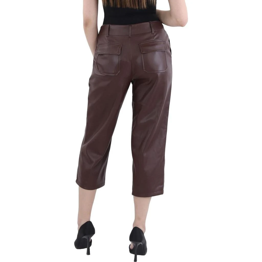Bagatelle Womens Faux Leather High Rise Wide Leg Pants 2