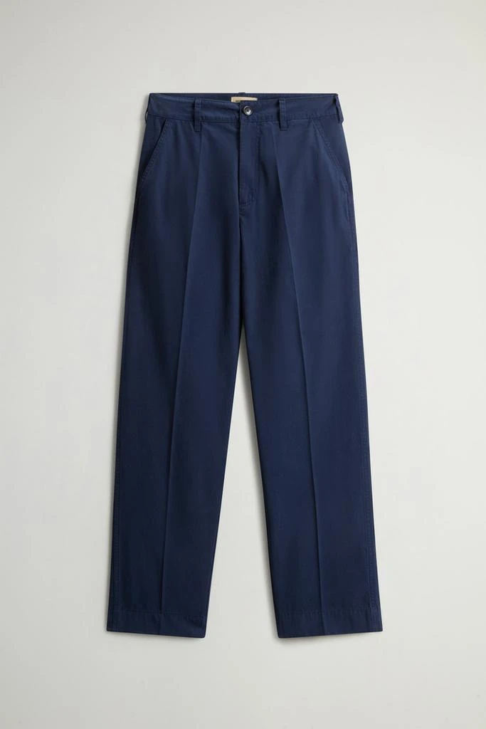 Woolrich Garment-Dyed Pure Cotton Chino Pants - Women - Blue 1