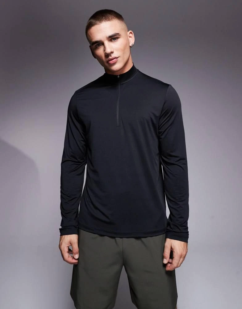 ASOS 4505 quick dry 1/4 zip training long sleeve top in black 1