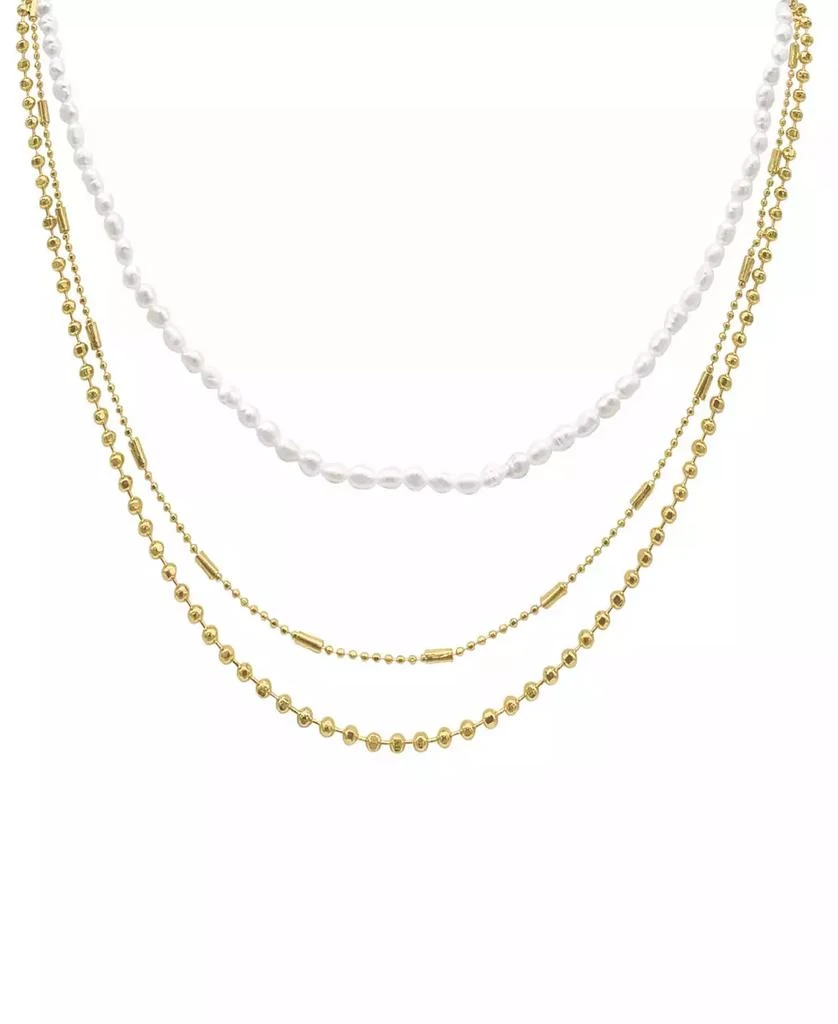 ADORNIA Gold-Tone Imitation Pearl Three-Row Layered Necklace, 17" + 3" extender 1