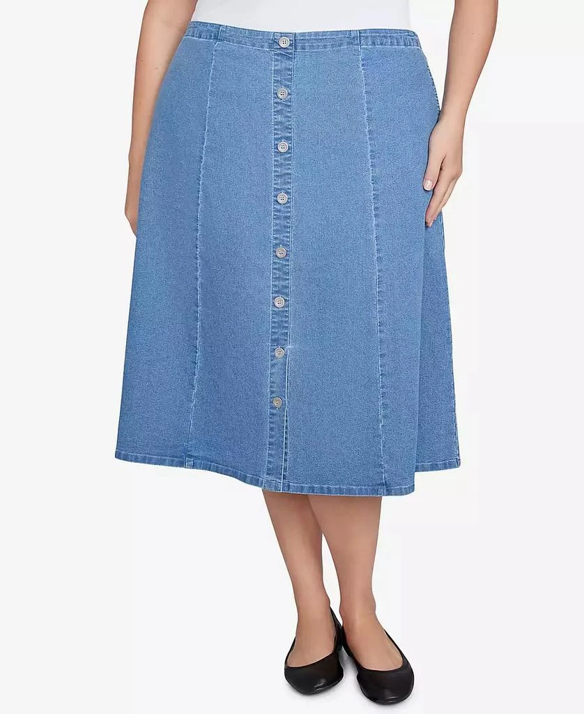 Alfred Dunner Plus Size Paneled Denim Skirt 3
