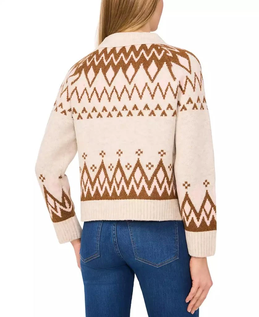 CeCe Women's Collared Fair Isle Sweater 2