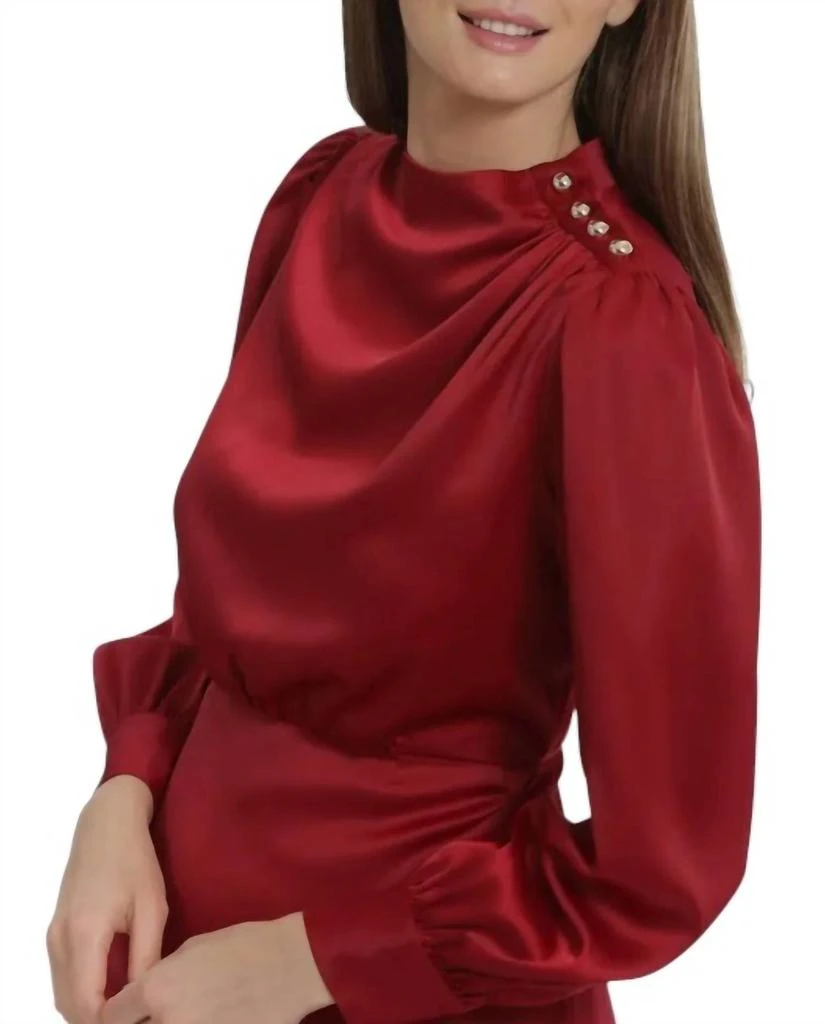 Maggy London Ruffled Above Knee Shift Dress In Merlot 5