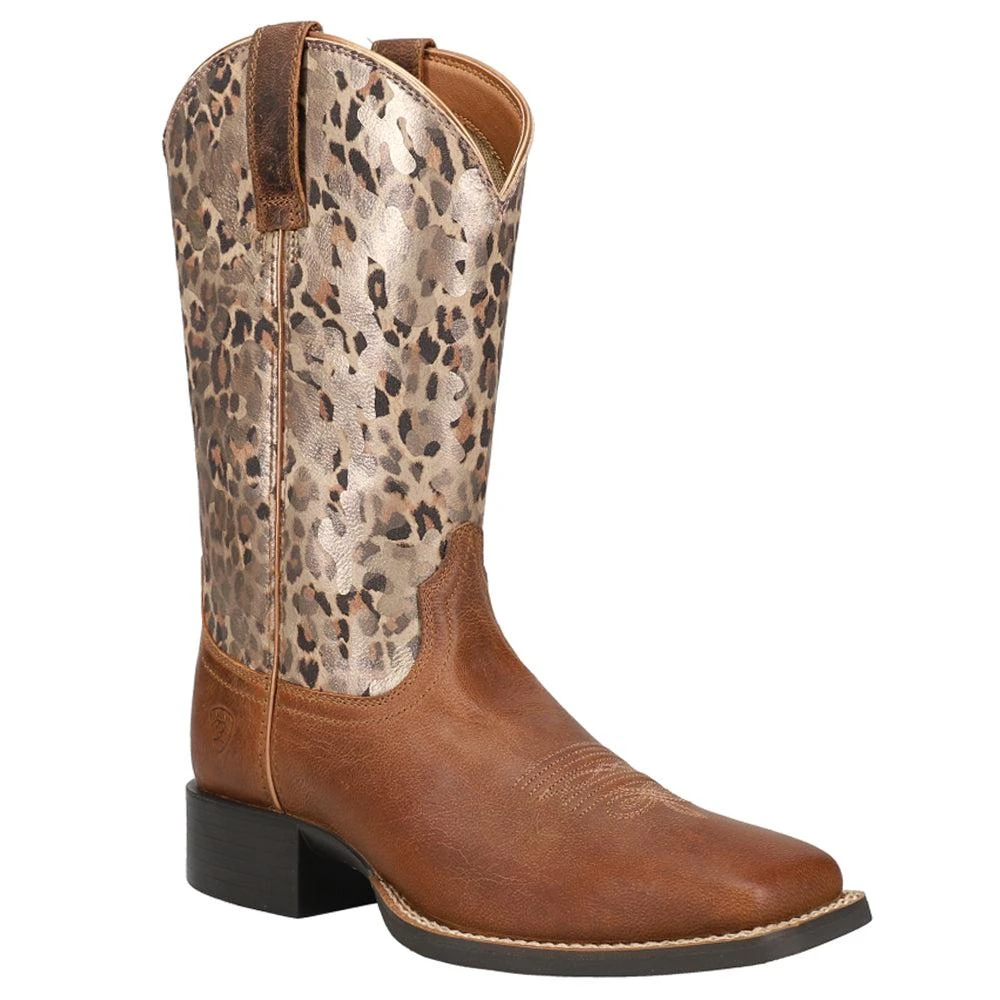 Ariat Round Up West Leopard Square Toe Cowboy Boots 2