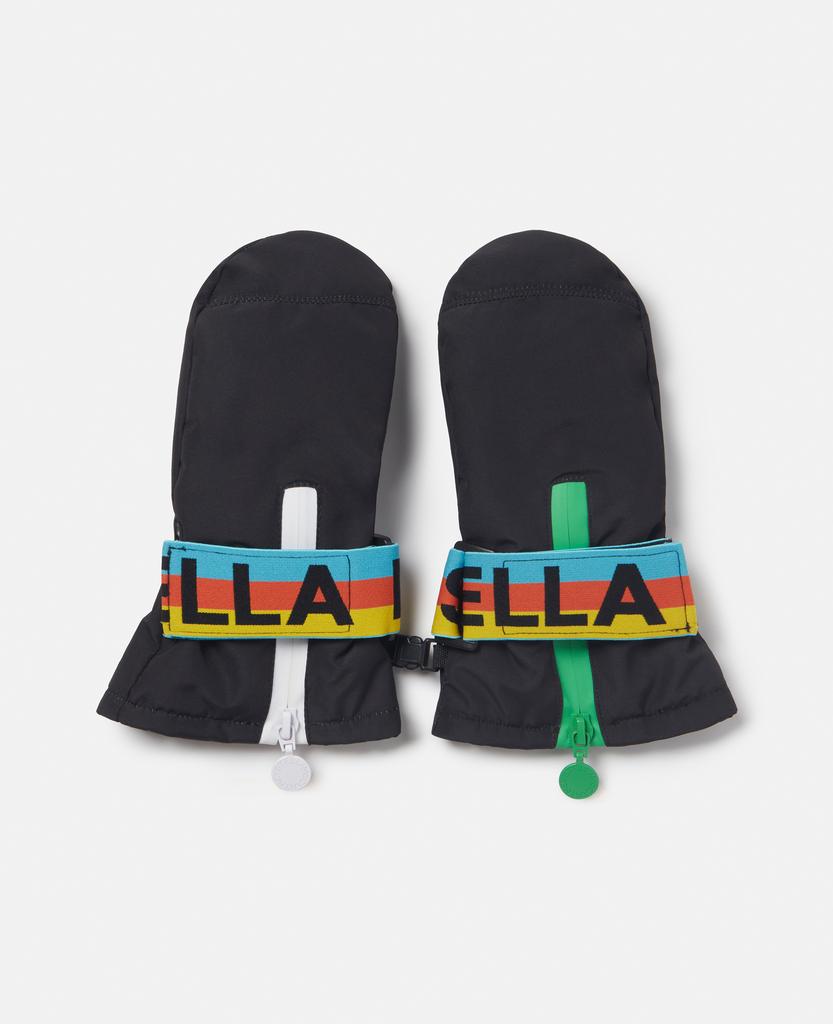 Stella McCartney Stella McCartney - Branded Strap Ski Mittens, Woman, Black, Size: L