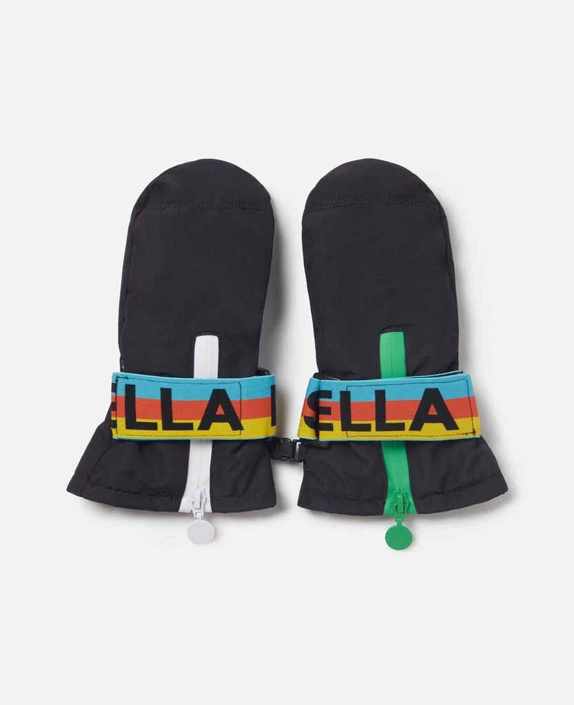 Stella McCartney Stella McCartney - Branded Strap Ski Mittens, Woman, Black, Size: L 1