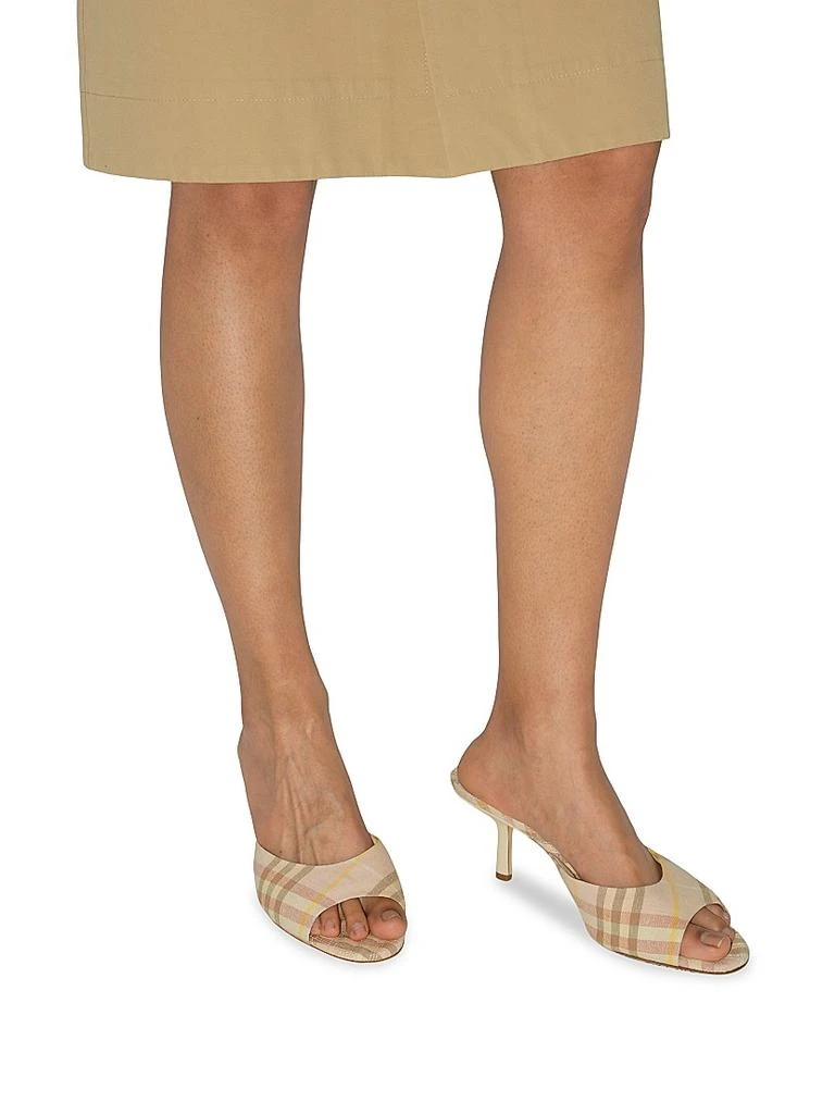 Burberry Mews 65MM Check Linen-Blend Mules 6