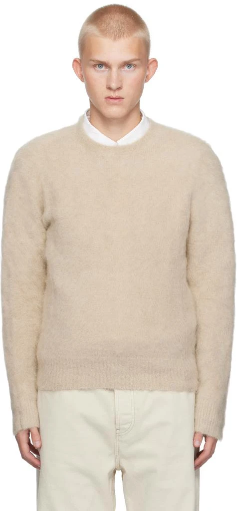 AMI Beige Alpaca Mohair Brushed Sweater 1