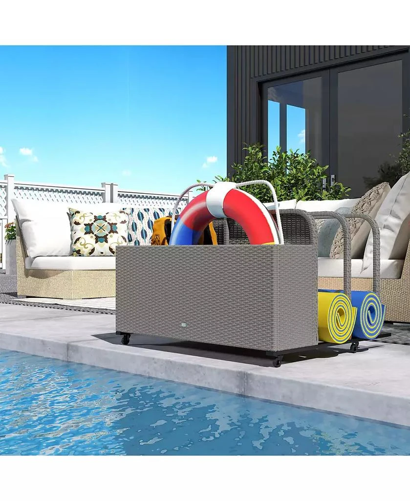Outsunny Wicker Pool Float Storage Organizer, Pool Float Holder 8