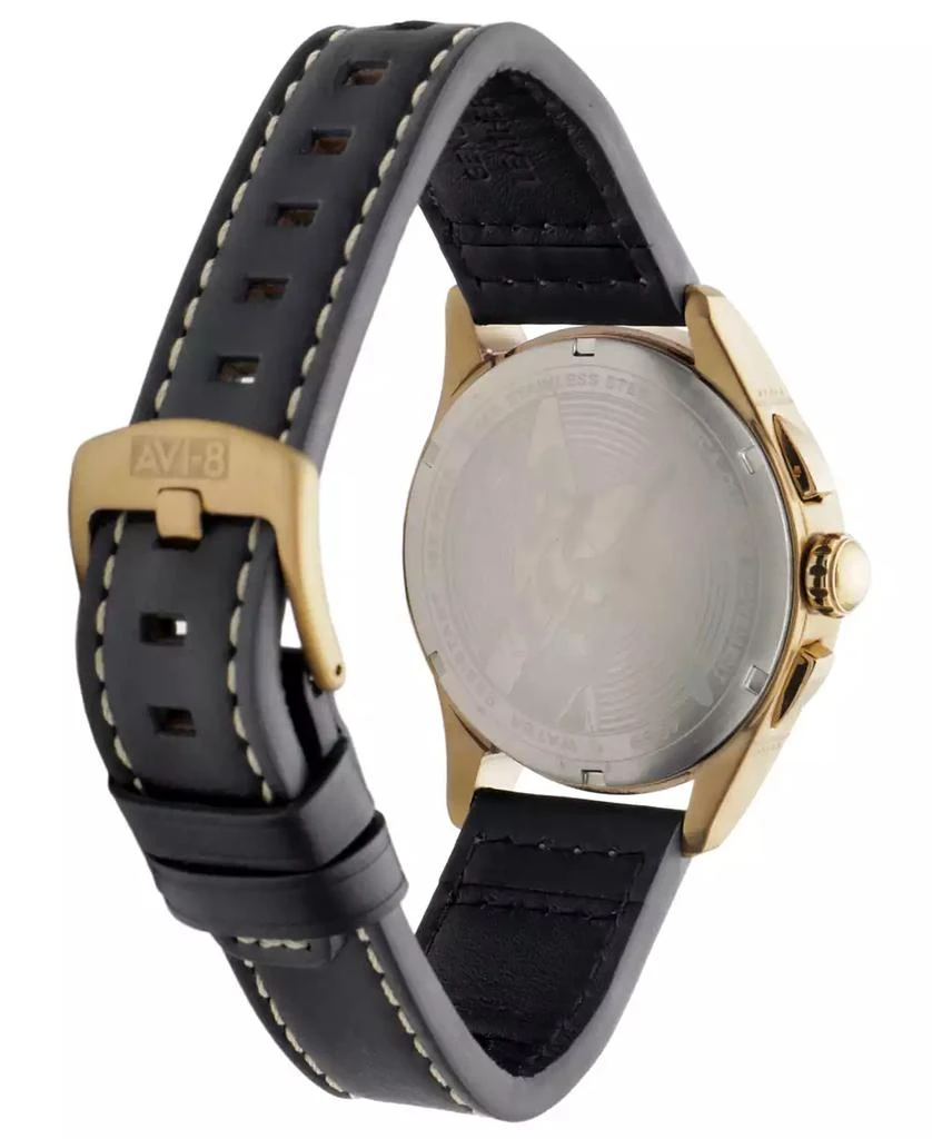 AVI-8 Men's Spitfire Lock Chronograph Black Leather Strap Watch 3