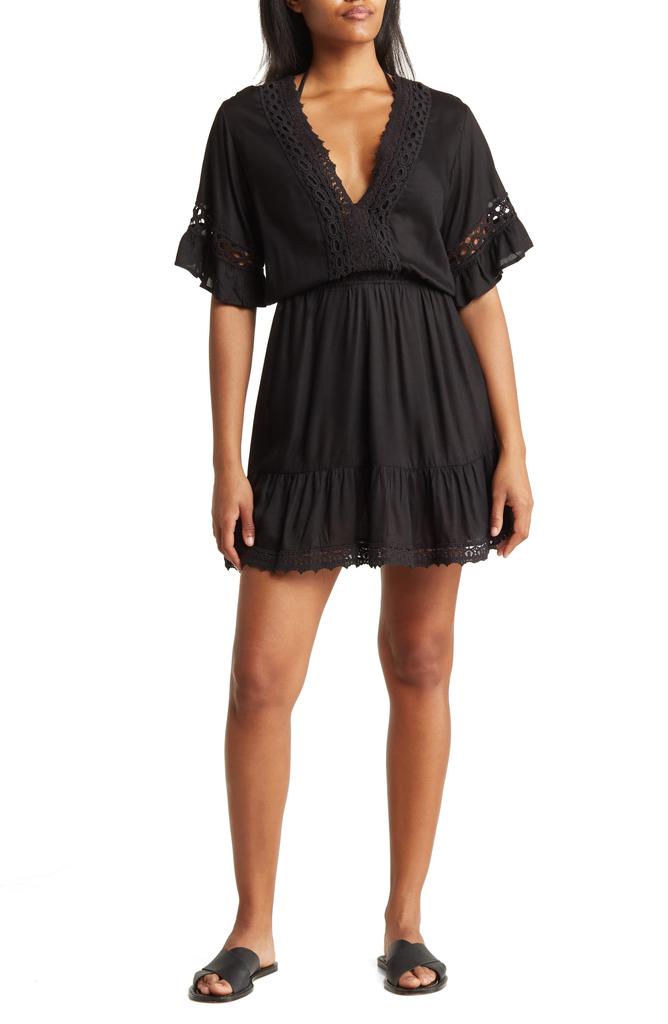 BOHO ME Crochet Lace Trim Cover-Up Tunic