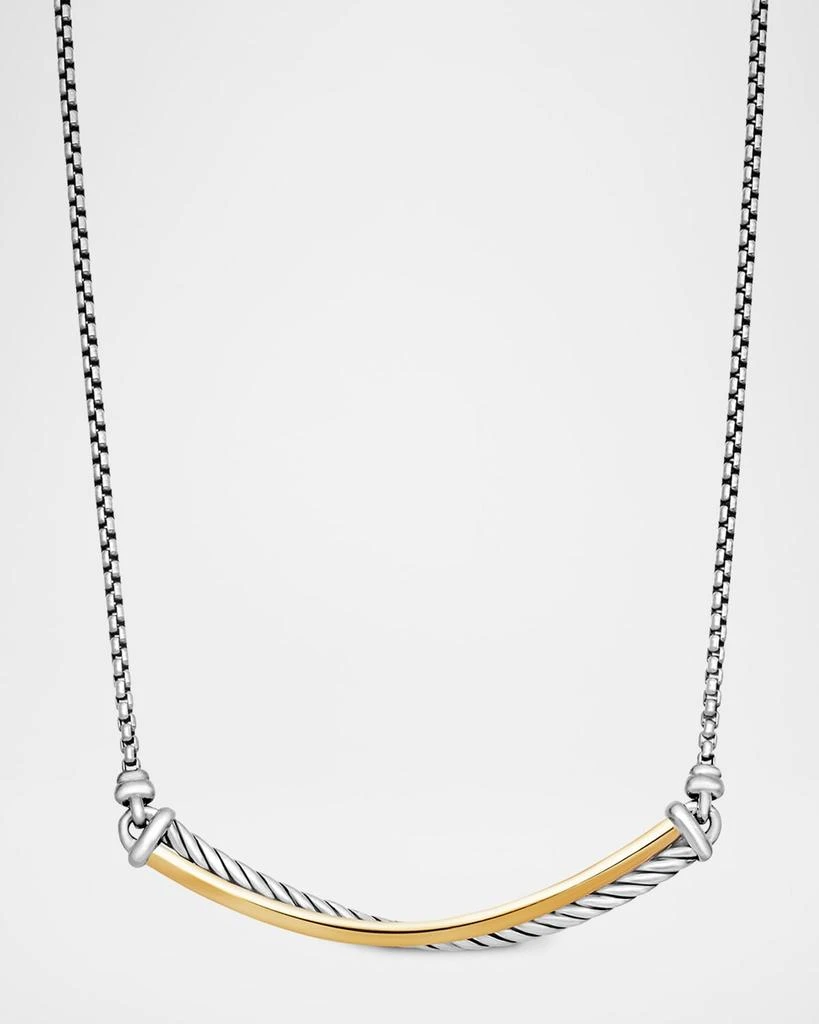 David Yurman Crossover Bar Necklace in Silver and 18K Gold