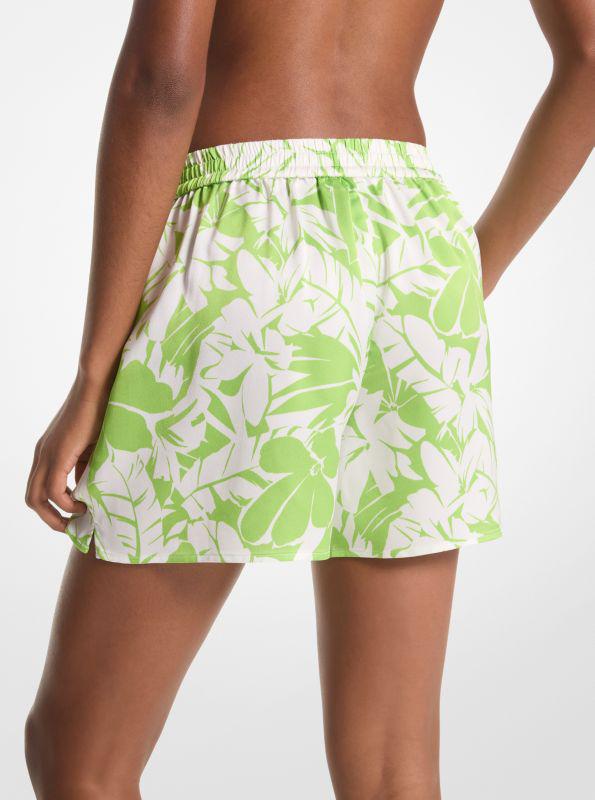 Michael Kors Palm Print Satin Shorts