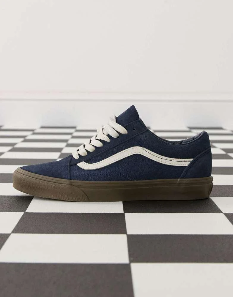 Vans Vans Old Skool heavy canvas trainers in two tone navy with gum sole 5