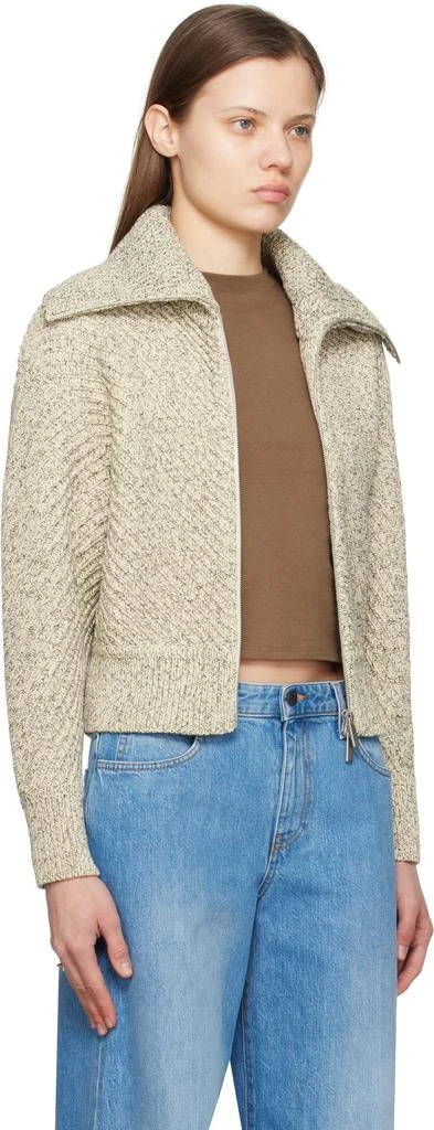 Salvatore Ferragamo Off-White Mouliné Cotton Diagonal Rib Sweater 2