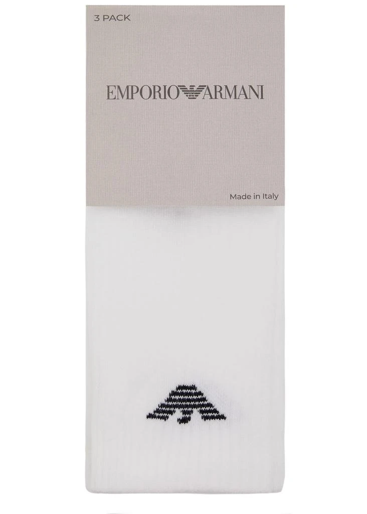 Emporio Armani Logo ribbed cotton-blend socks - set of three 3