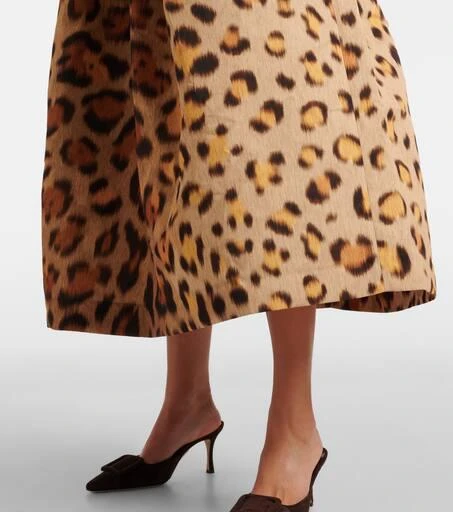 Oscar de la Renta Leopard-print faille midi skirt 5