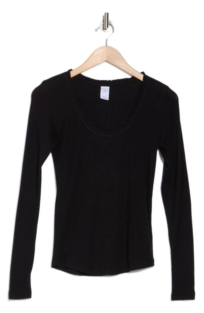 Melrose and Market Long Sleeve Pointelle Cotton Blend Top 3