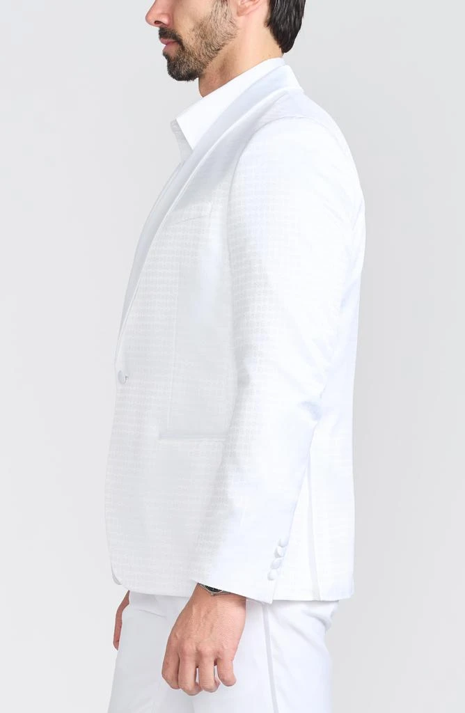 SAVILE ROW CO Varick White Jacquard One Button Shawl Collar Dinner Jacket 8