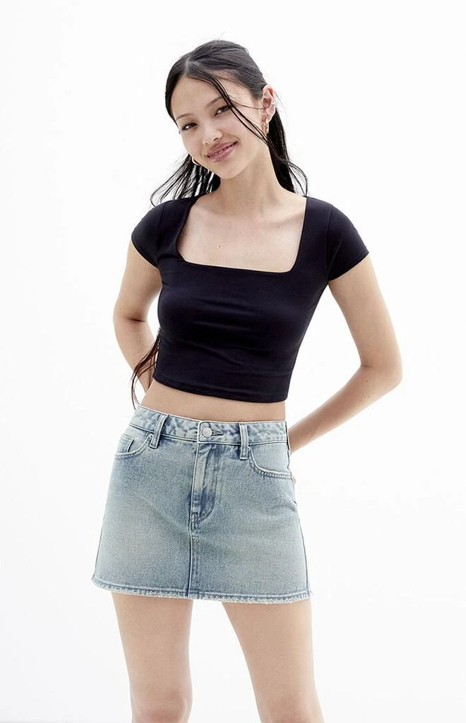 PacSun Medium Indigo Mid Rise Denim Mini Skirt 1