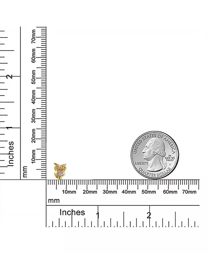 Bling Jewelry Tiny Pink CZ Lucky Wise Owl Bird Helix Cartilage Ear Lobe Piercing Daith 1 Piece Stud Earring Cubic Zirconia14K Yellow Gold Screw back 4