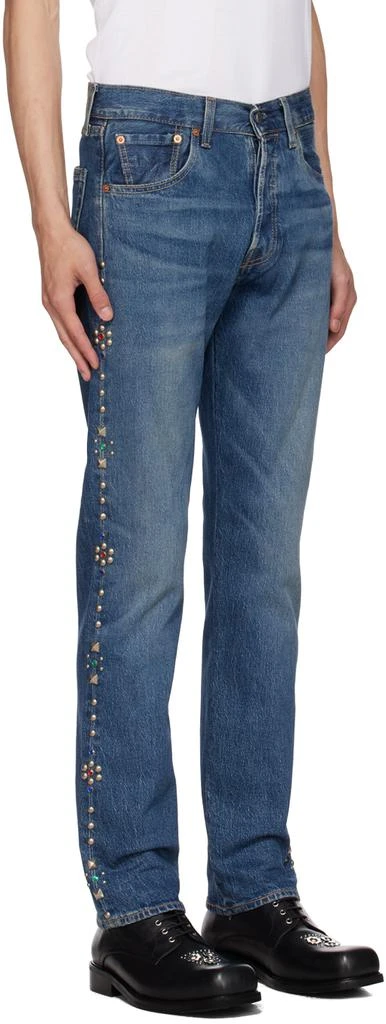 Anna Sui SSENSE Exclusive Indigo Studded Wide-Leg Jeans 2