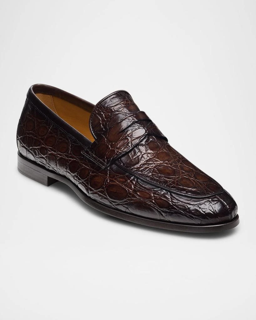 Magnanni Men's Vicente Croc Leather Penny Loafers 2