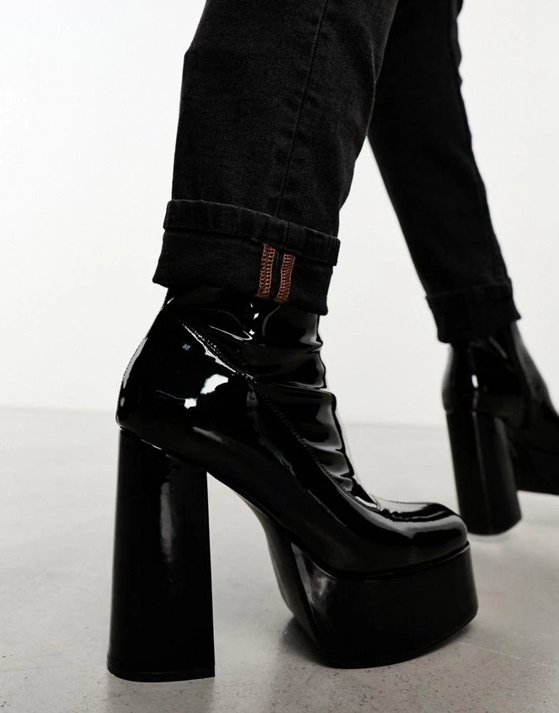 Koi Footwear KOI platform heeled ankle boots in black patent 3