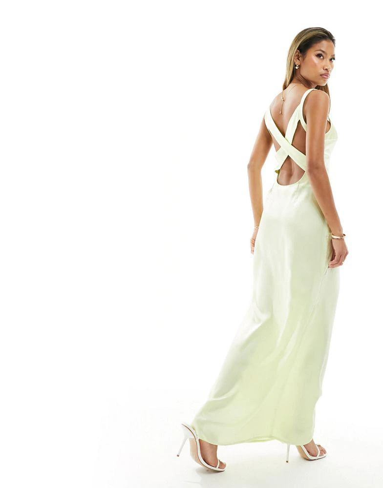 Kaiia Kaiia satin cross back maxi dress in lemon 2