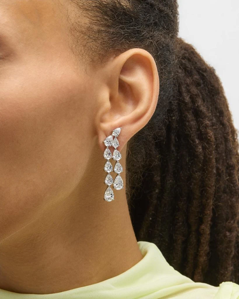 Golconda by Kenneth Jay Lane Double-Pear Cubic Zirconia Waterfall Drop Earrings 2