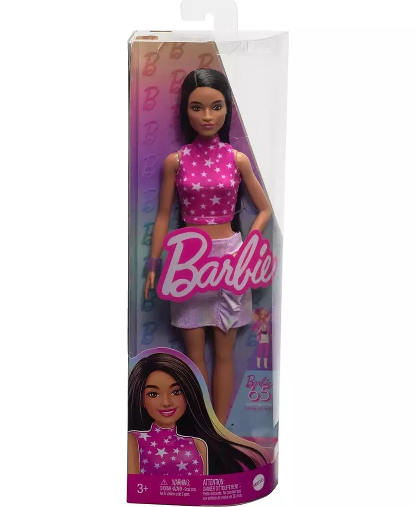 Barbie Fashionistas Doll 215 with Black Straight Hair and Iridescent Skirt, 65th Anniversary 2