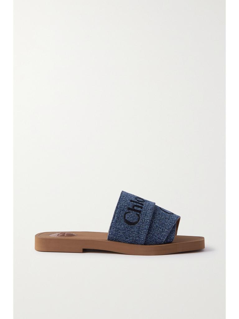 Chloé Woody 刺绣牛仔布拖鞋 - IT36 - Sandals - Free Shipping