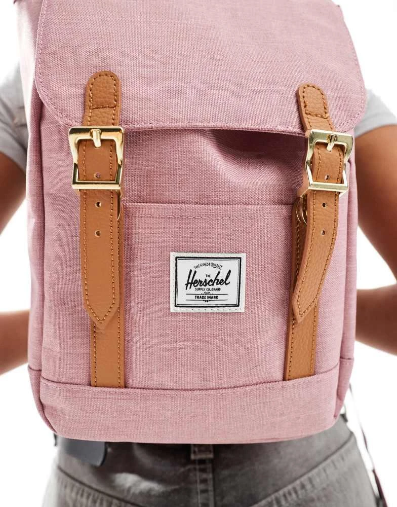 Herschel Supply Herschel Supply Co retreat mini backpack in pink with tan straps 3