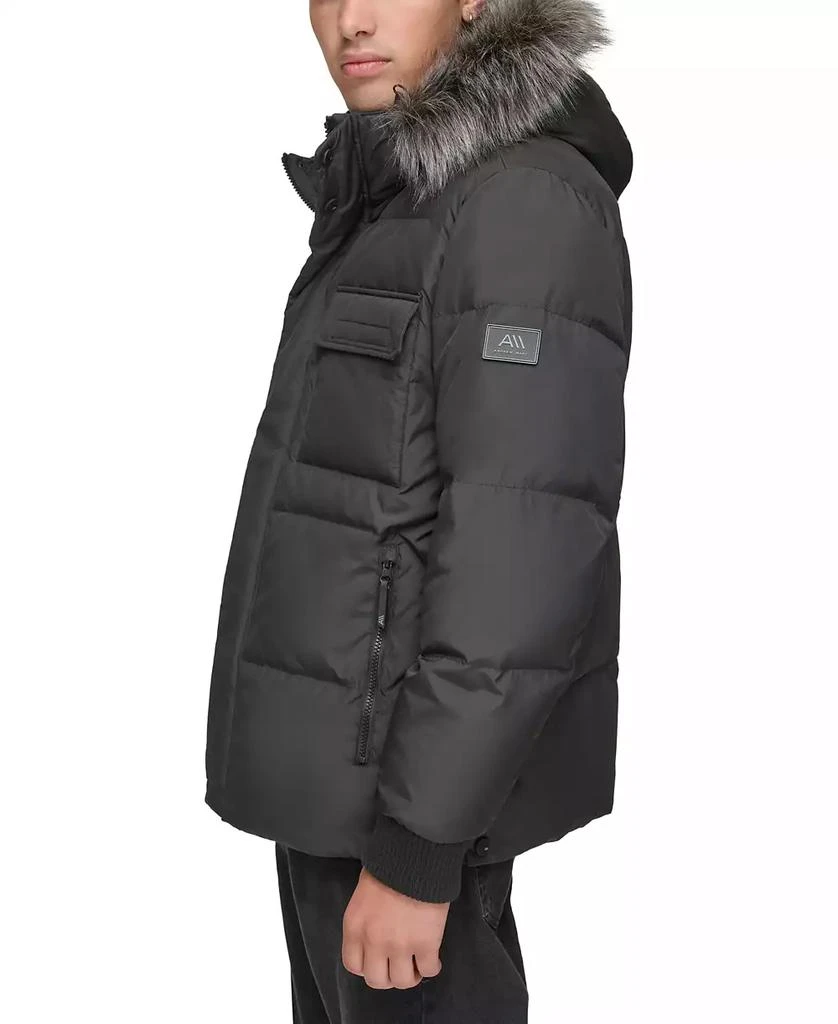 Marc New York by Andrew Marc Men's Nisko Short Channel Quilted Puffer Jacket with Faux Fur Hood 3