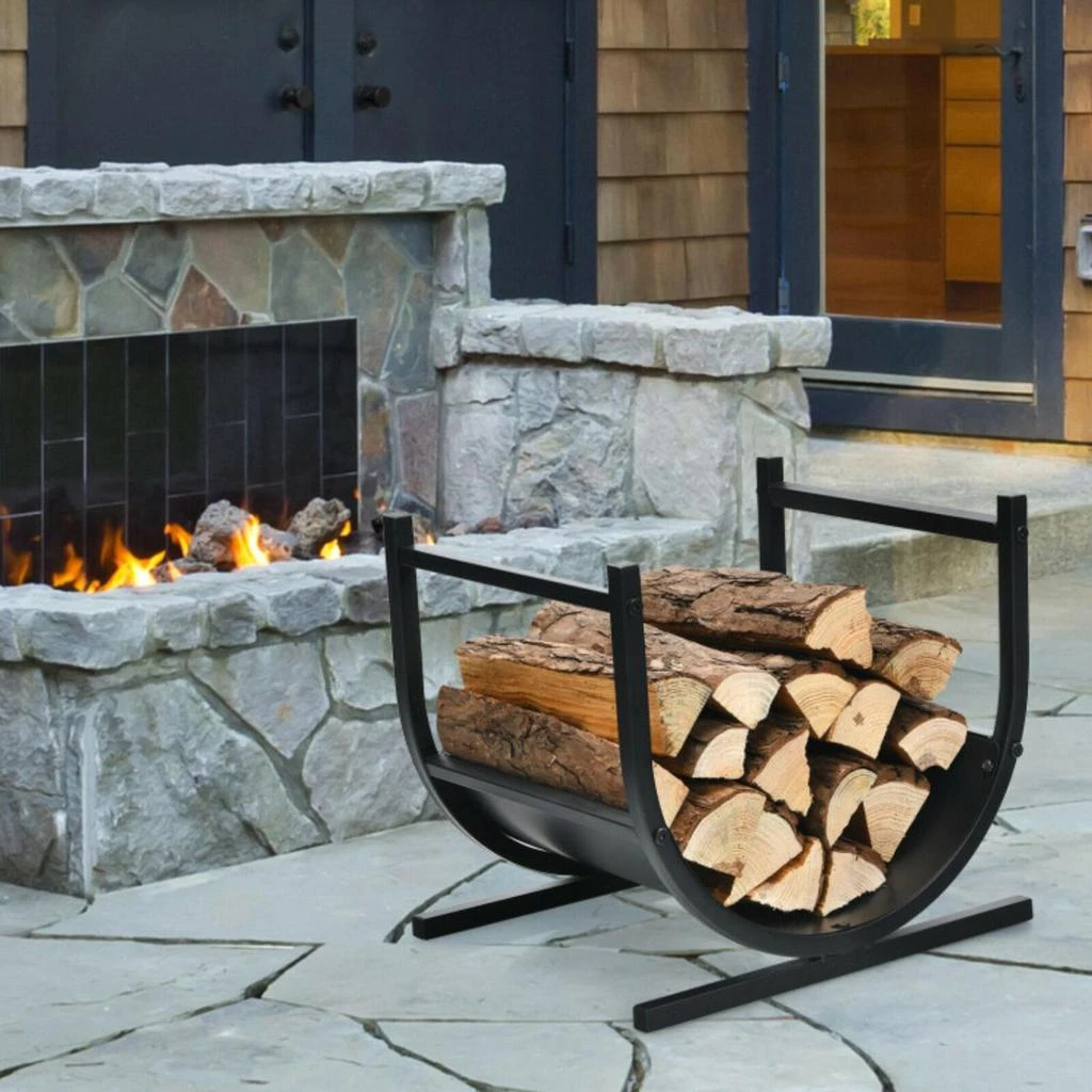 Hivvago 17 Inch U-Shaped Firewood Rack Steel 2